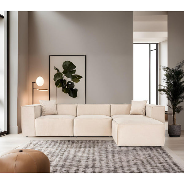 Sarokkanapé Lora (L1-O1-1R-POUFFE ) - Krém-VASBÚTOR