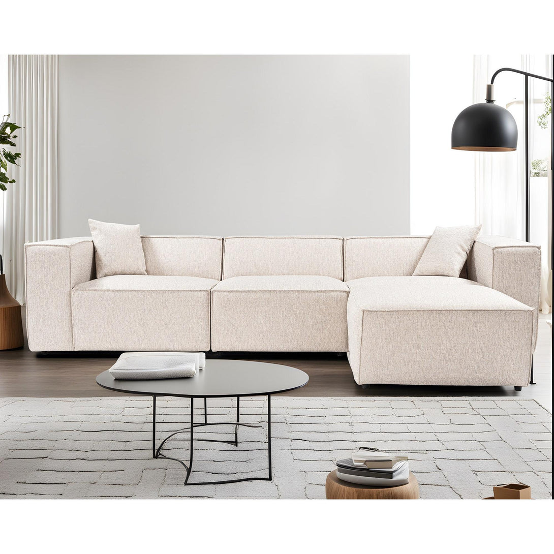 Sarokkanapé Lora (L1-O1-1R-POUFFE ) - Világos Barna-VASBÚTOR