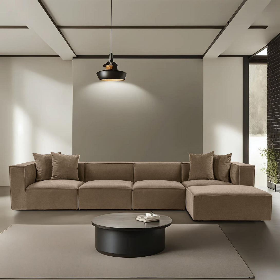 Sarokkanapé Sora (L1-O1-O1-1R-POUFFE ) - Barna-VASBÚTOR