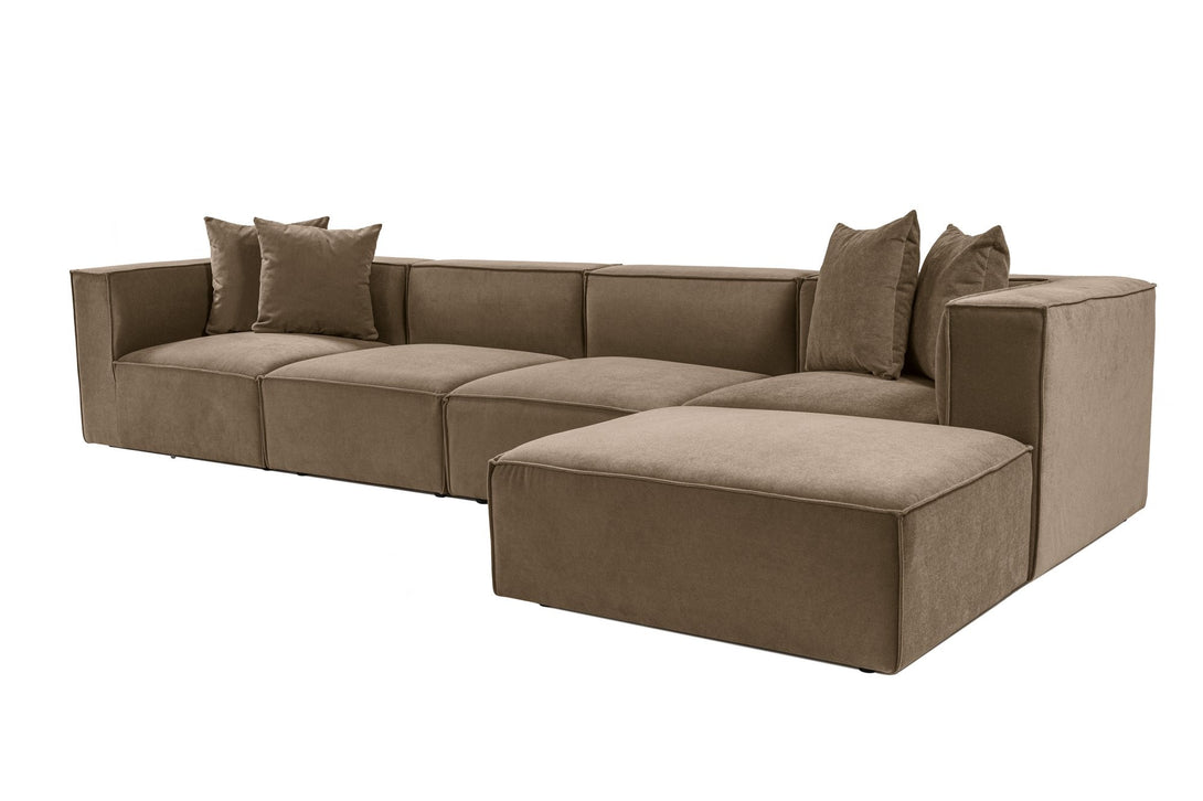 Sarokkanapé Sora (L1-O1-O1-1R-POUFFE ) - Barna-VASBÚTOR