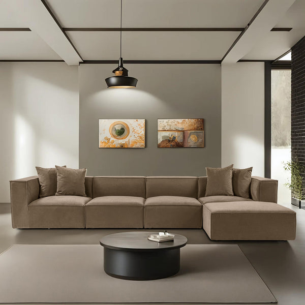 Sarokkanapé Sora (L1-O1-O1-1R-POUFFE ) - Barna-VASBÚTOR