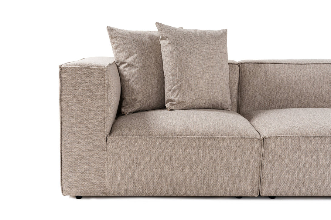 Sarokkanapé Sora (L1-O1-O1-1R-POUFFE ) - Homok Bézs-VASBÚTOR