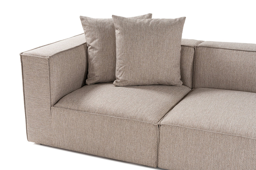 Sarokkanapé Sora (L1-O1-O1-1R-POUFFE ) - Homok Bézs-VASBÚTOR