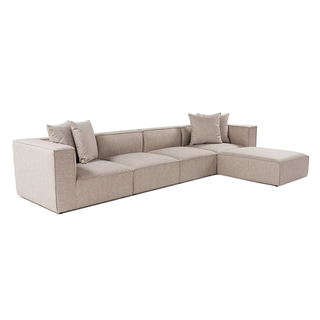 Sarokkanapé Sora (L1-O1-O1-1R-POUFFE ) - Homok Bézs-VASBÚTOR