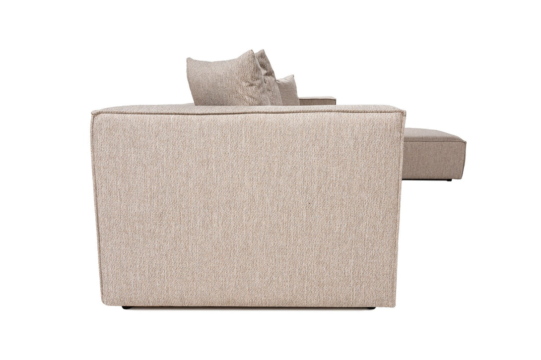 Sarokkanapé Sora (L1-O1-O1-1R-POUFFE ) - Homok Bézs-VASBÚTOR