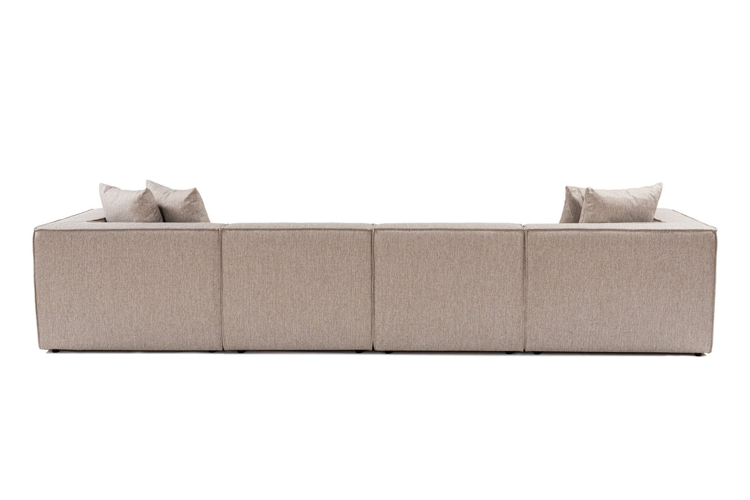 Sarokkanapé Sora (L1-O1-O1-1R-POUFFE ) - Homok Bézs-VASBÚTOR