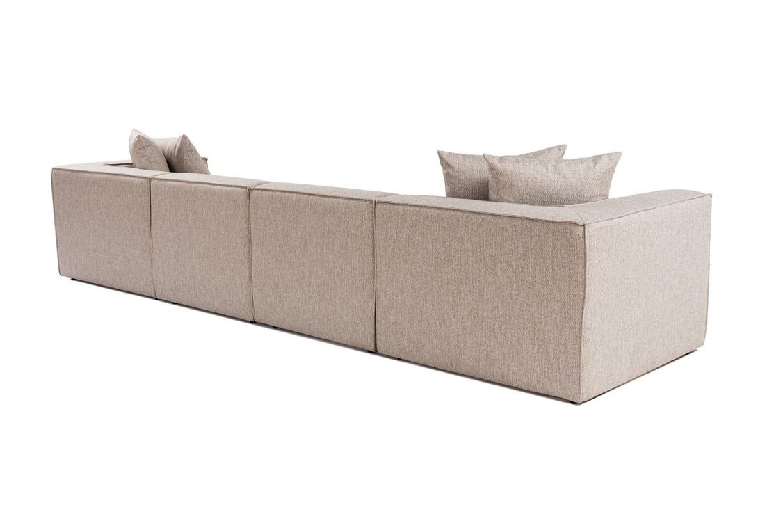 Sarokkanapé Sora (L1-O1-O1-1R-POUFFE ) - Homok Bézs-VASBÚTOR