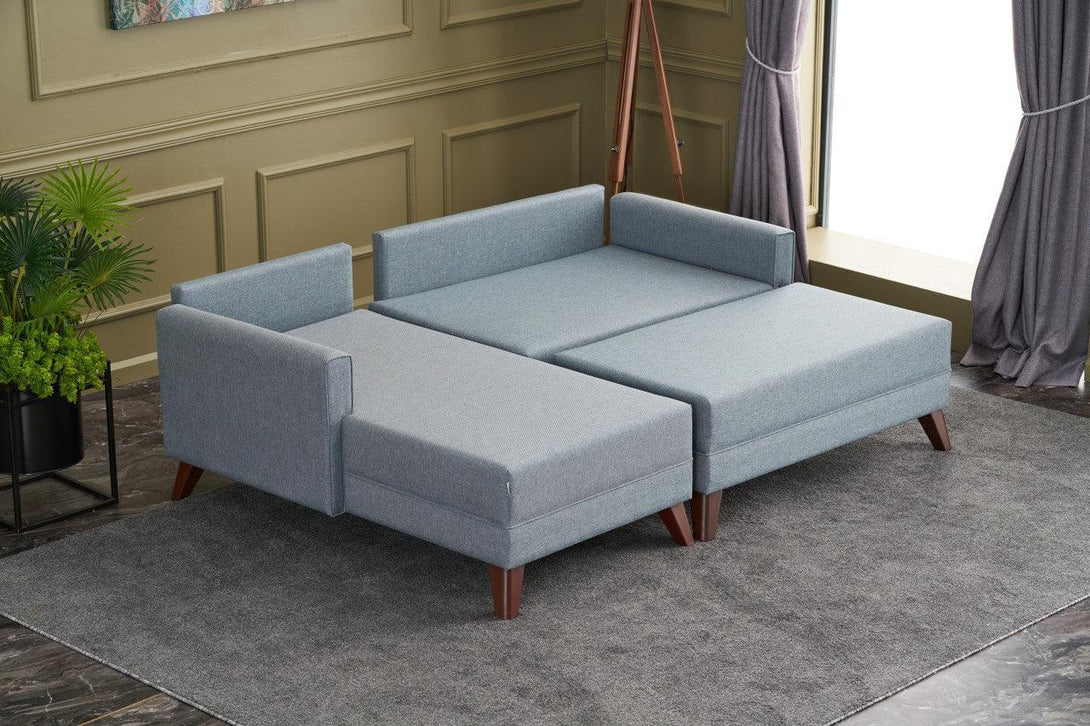 Sarokkanapéágy Bella Soft Mini Köşe Balos - Kék-VASBÚTOR