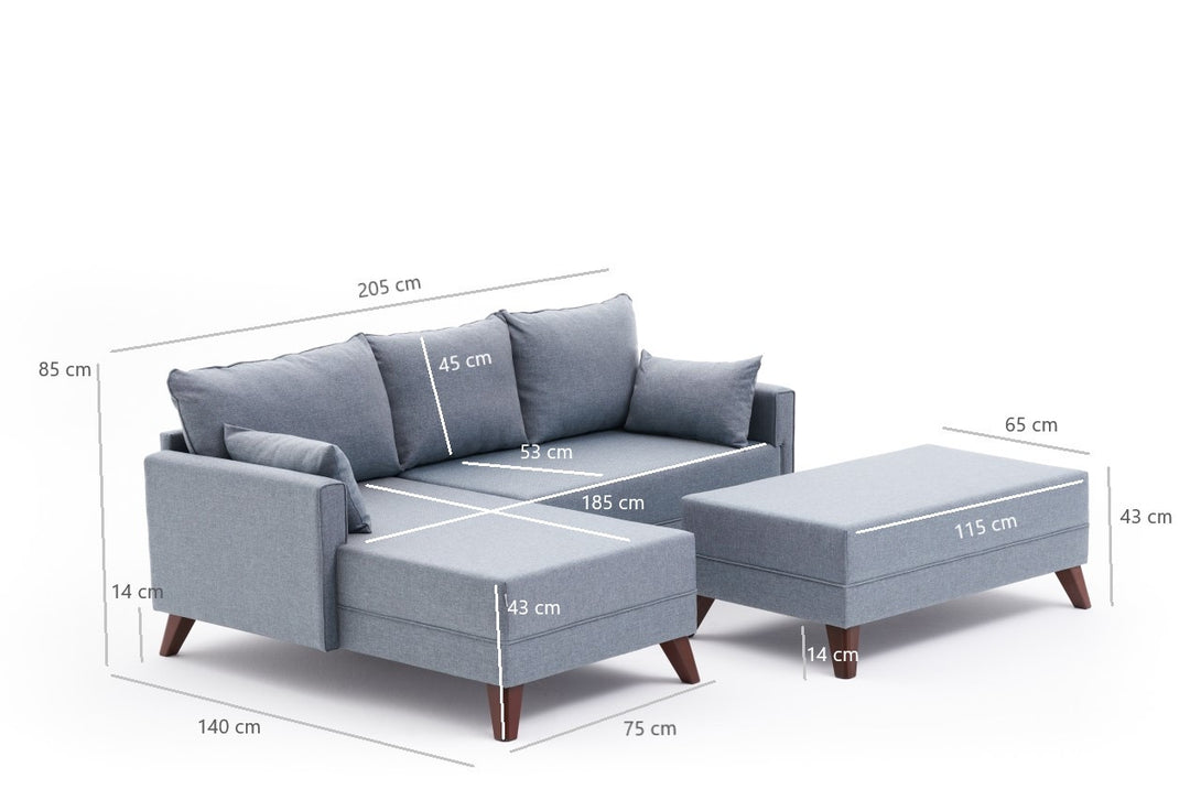 Sarokkanapéágy Bella Soft Mini Köşe Balos - Kék-VASBÚTOR