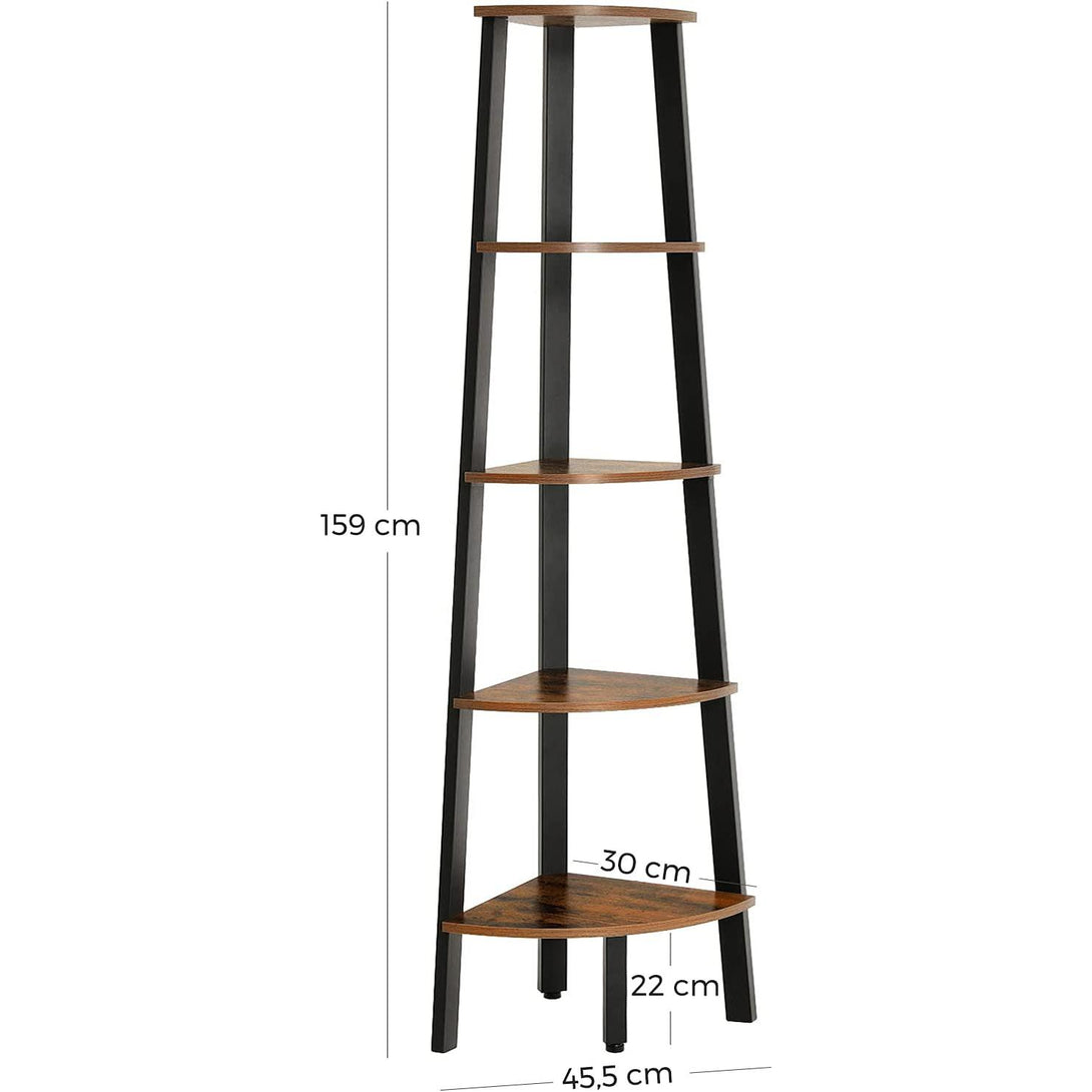 Sarokpolc, 5 szintes létras könyvespolc, tároló állvány 34,2 x 34,2 x 158,8 cm-VASBÚTOR