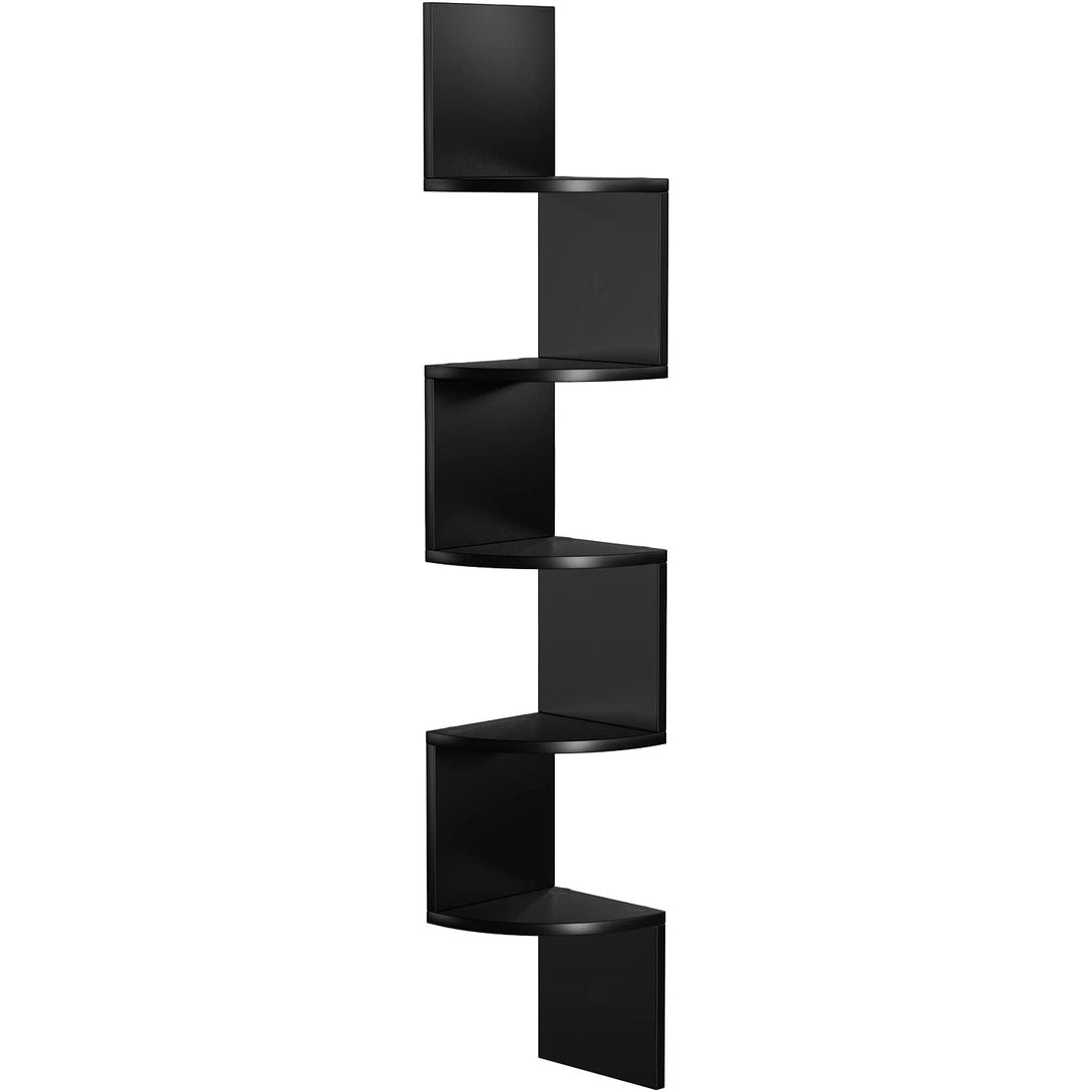 Sarokpolc, Fali polc 5 szintes falra szerelhető 20 x 20 x 127,5cm, fekete-VASBÚTOR