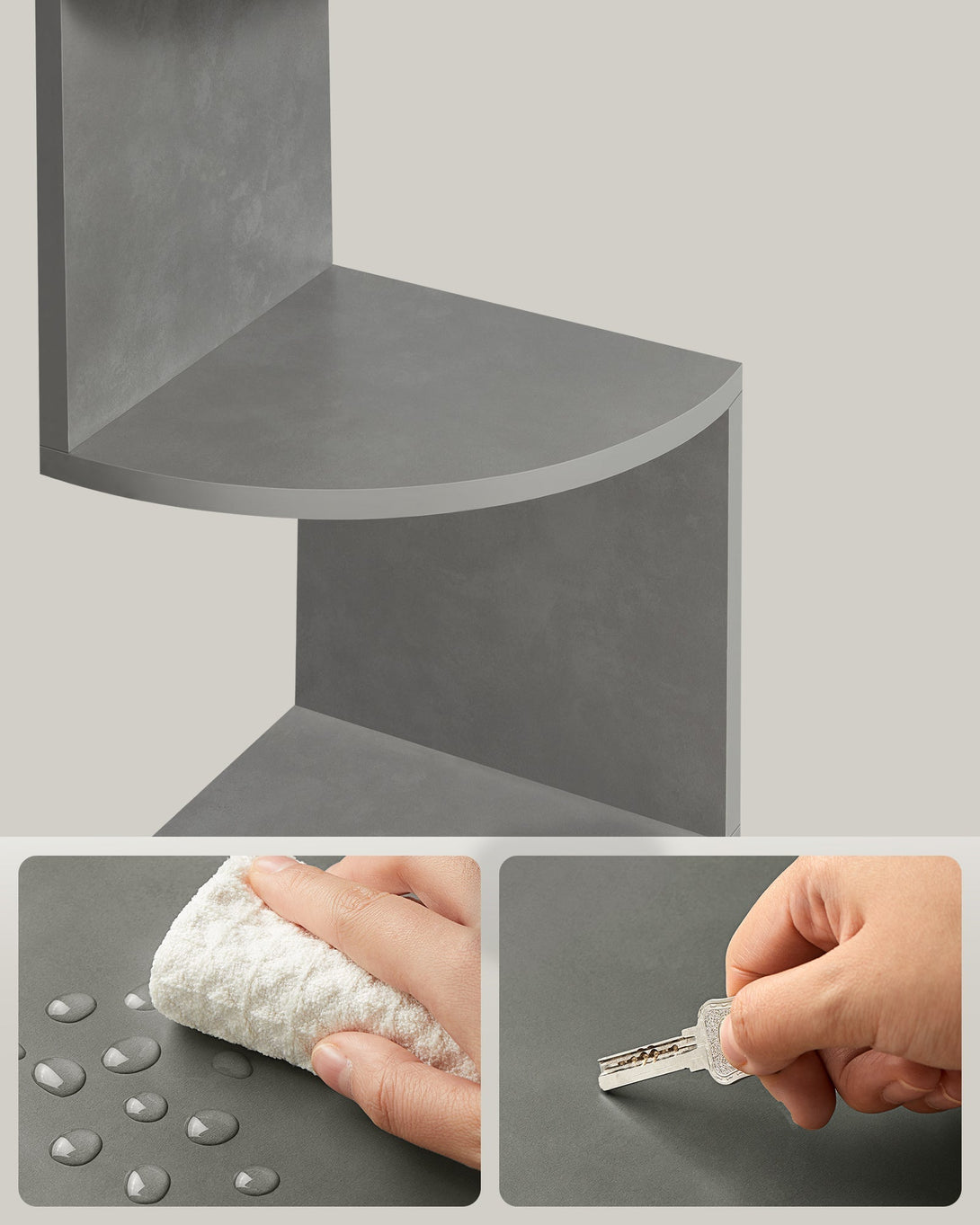 Sarokpolc, Fali polc 5 szinttel 20 x 20 x 126 cm, szürke-VASBÚTOR