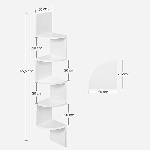Sarokpolc falra szerelhető , 5 szintes lebegő sarokpolc 20x20x126 cm, fehér-VASBÚTOR