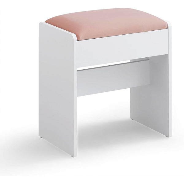 Sminkasztalhoz való ülőke, mattfehér–pasztell rózsaszín-VASBÚTOR