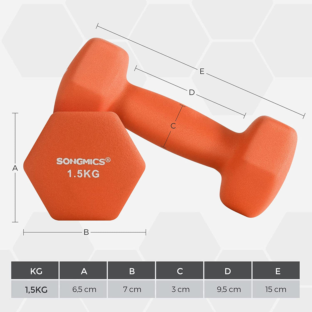 Súlyzókészlet 2 db-os csúszásmentes 2 x 1,5 kg, narancssárga-VASBÚTOR