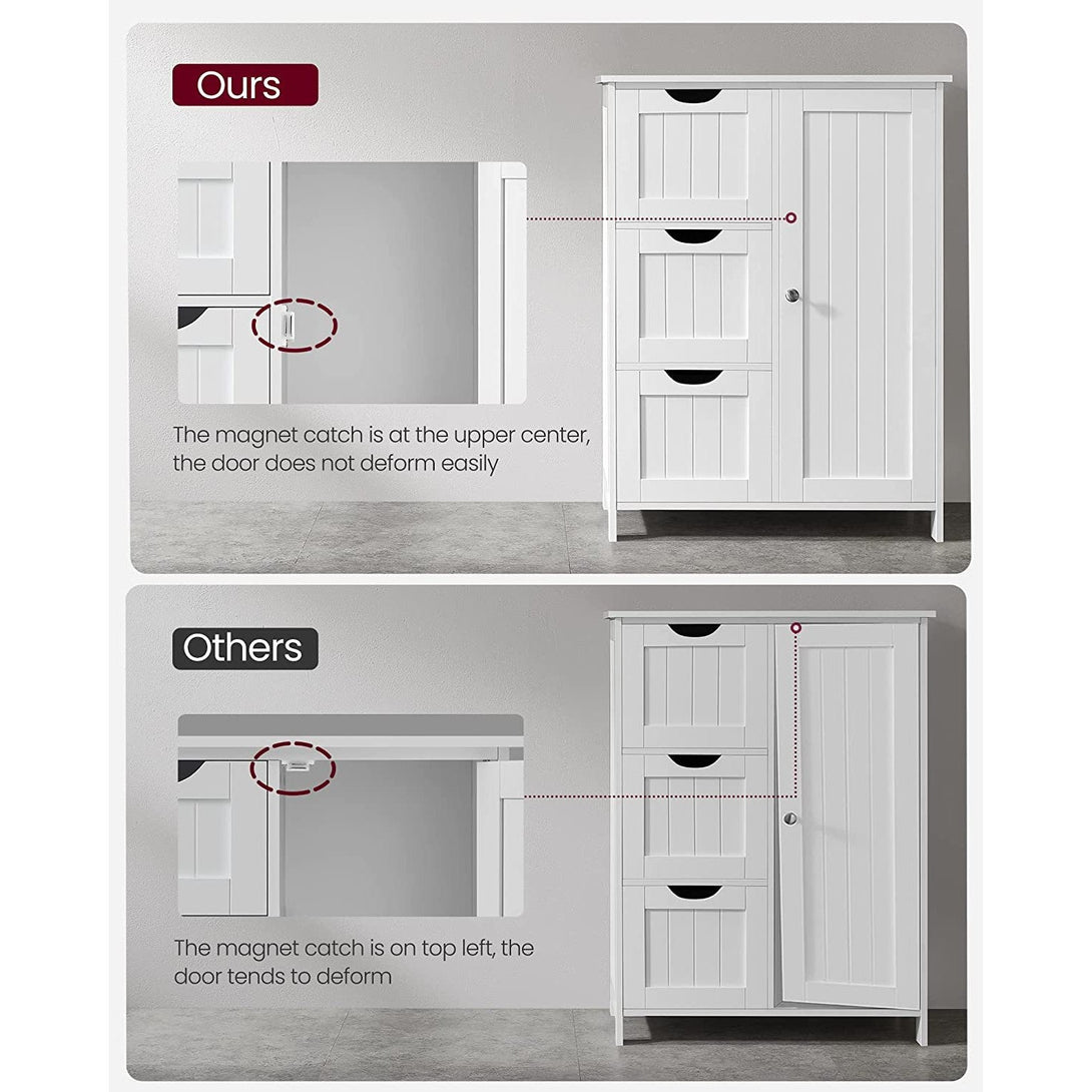 Szabadon álló ajtós, 3 fiókos szekrény, fehér 60x30x81cm-VASBÚTOR