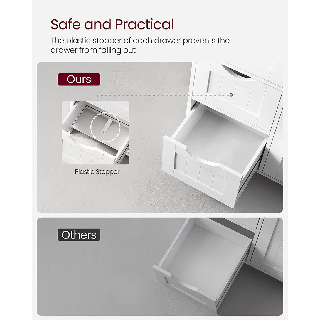 Szabadon álló ajtós, 3 fiókos szekrény, fehér 60x30x81cm-VASBÚTOR