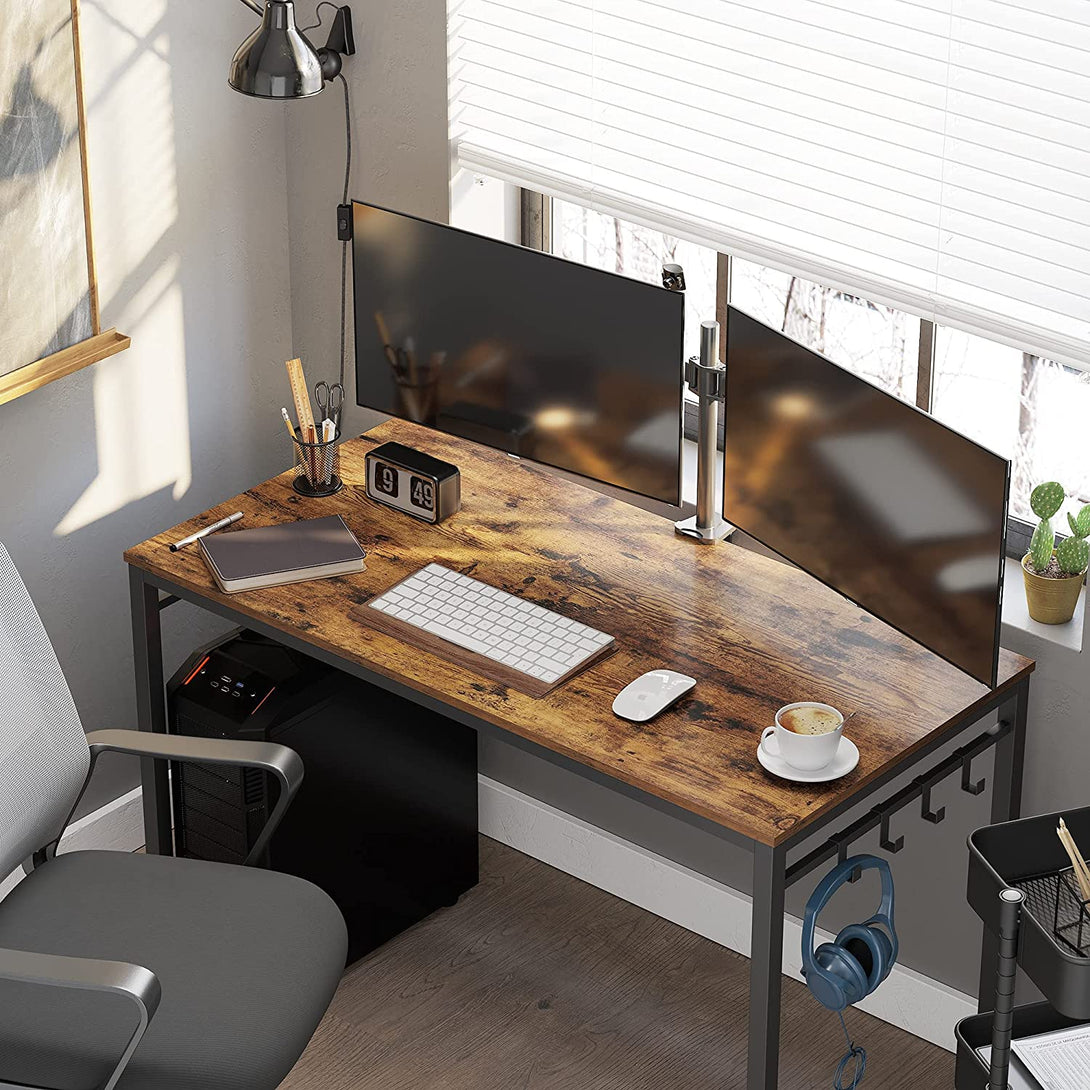Számítógépes asztal, íróasztal 8 kampóval, 120 cm-VASBÚTOR