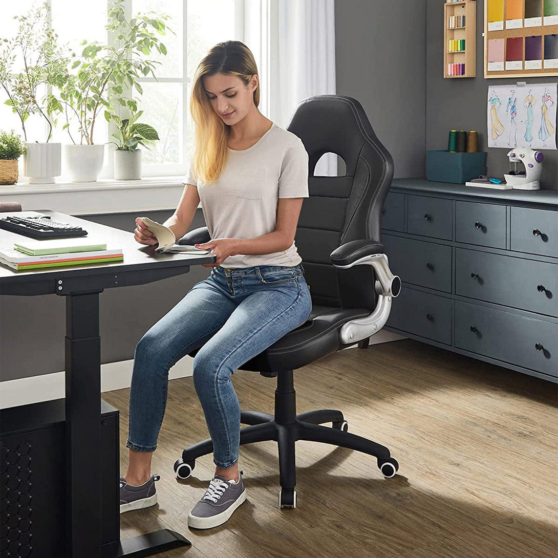 Szék, ergonomikus irodai szék összecsukható kartámaszokkal és magas háttámlával-VASBÚTOR
