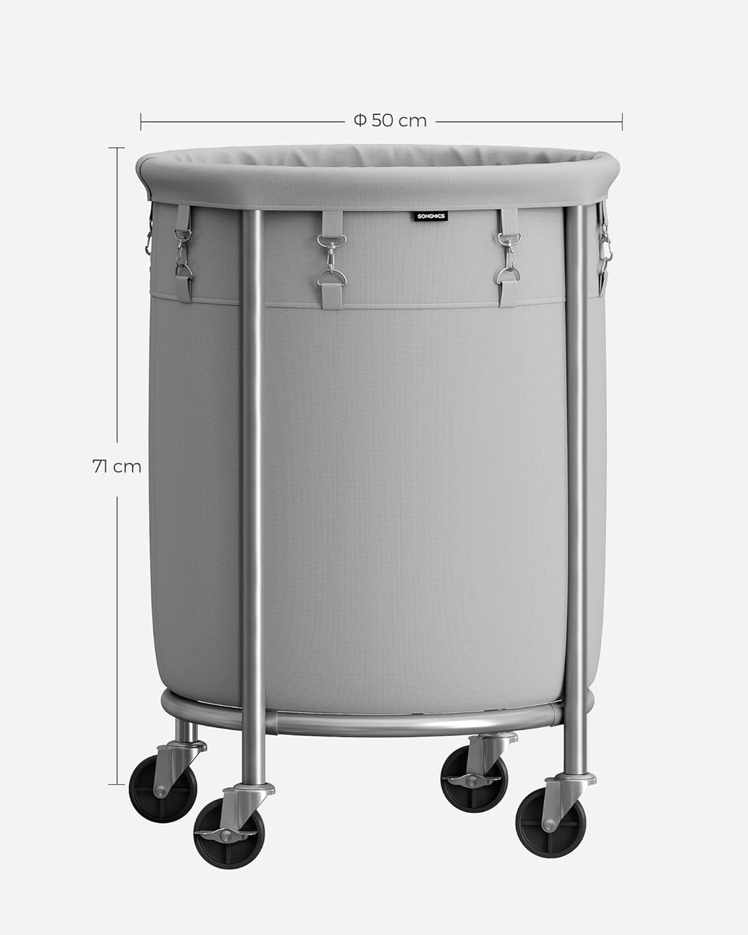 Szennyeskosár kerekekkel, szennyeskosár kerekekkel, 110 liter, szürke-VASBÚTOR