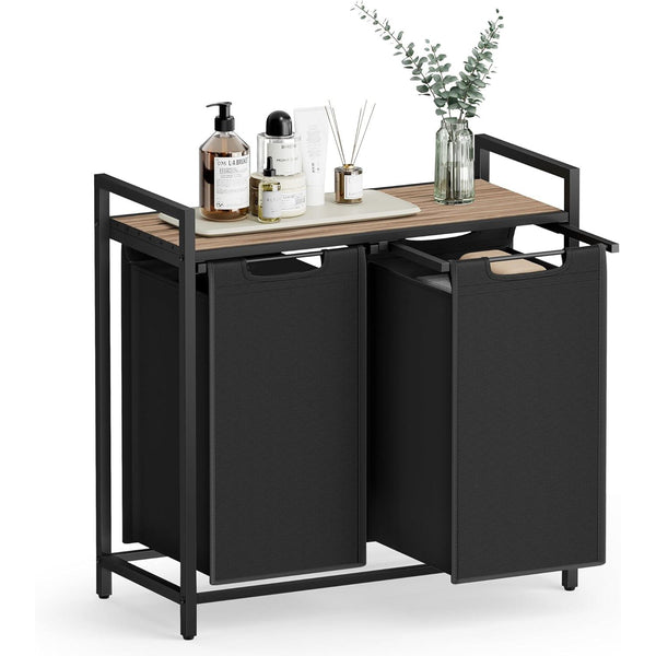 Szennyestartó kosár 73 × 33 × 72 cm barna és fekete színben-VASBÚTOR