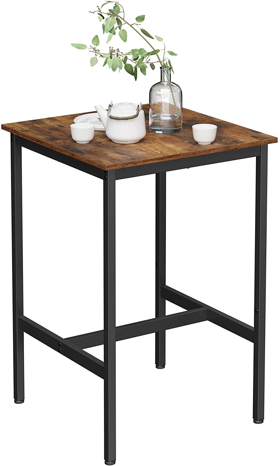 Szögletes magas bárasztal 60 x 60 x 90 cm, rusztikus barna és fekete-VASBÚTOR