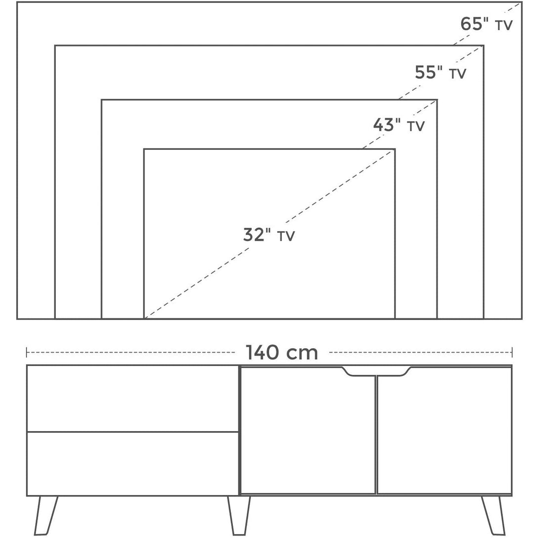 TV szekrény, 2 ajtós TV állvány, 140x40x50 cm-VASBÚTOR
