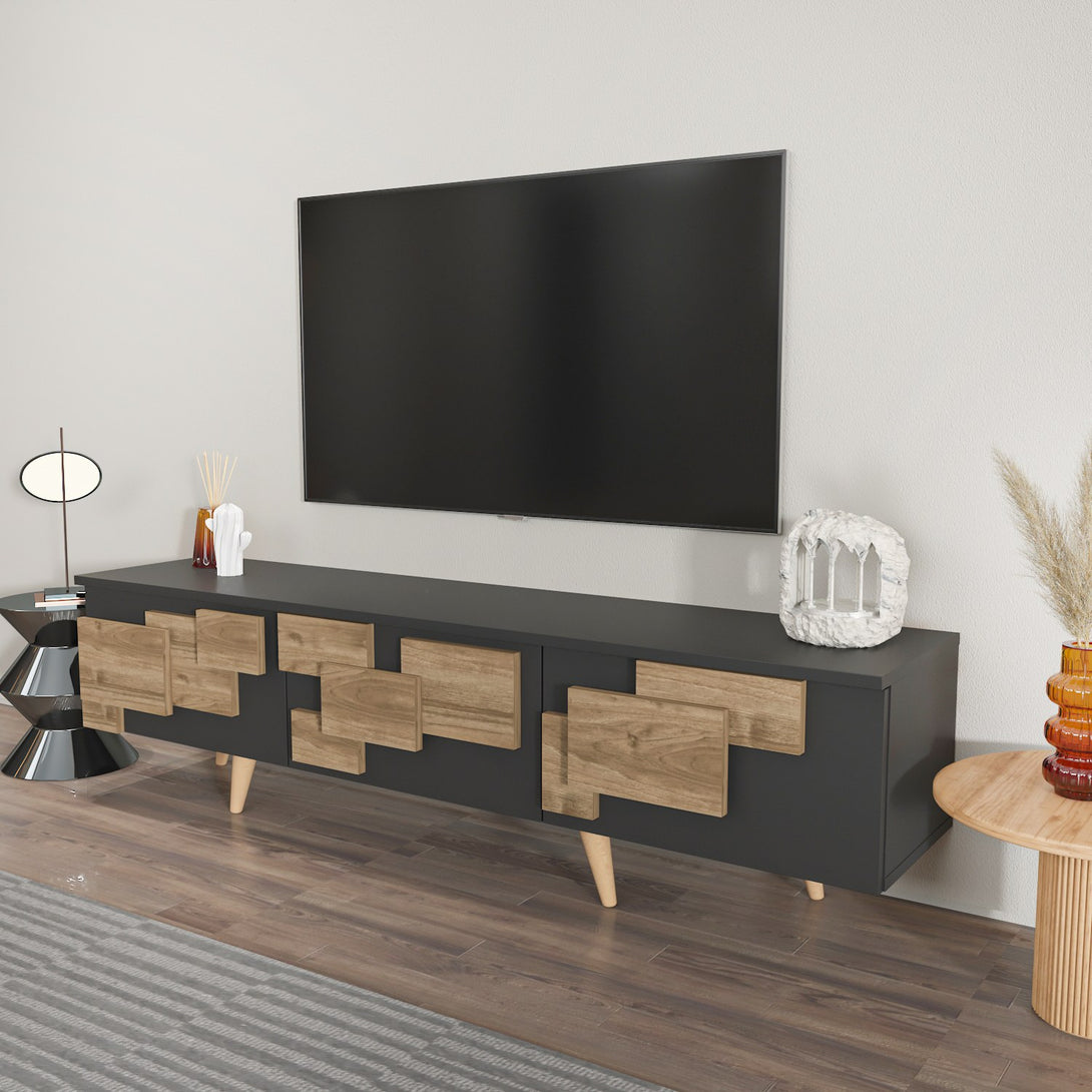 TV szekrény 3 D - Anthracite, Walnut-VASBÚTOR