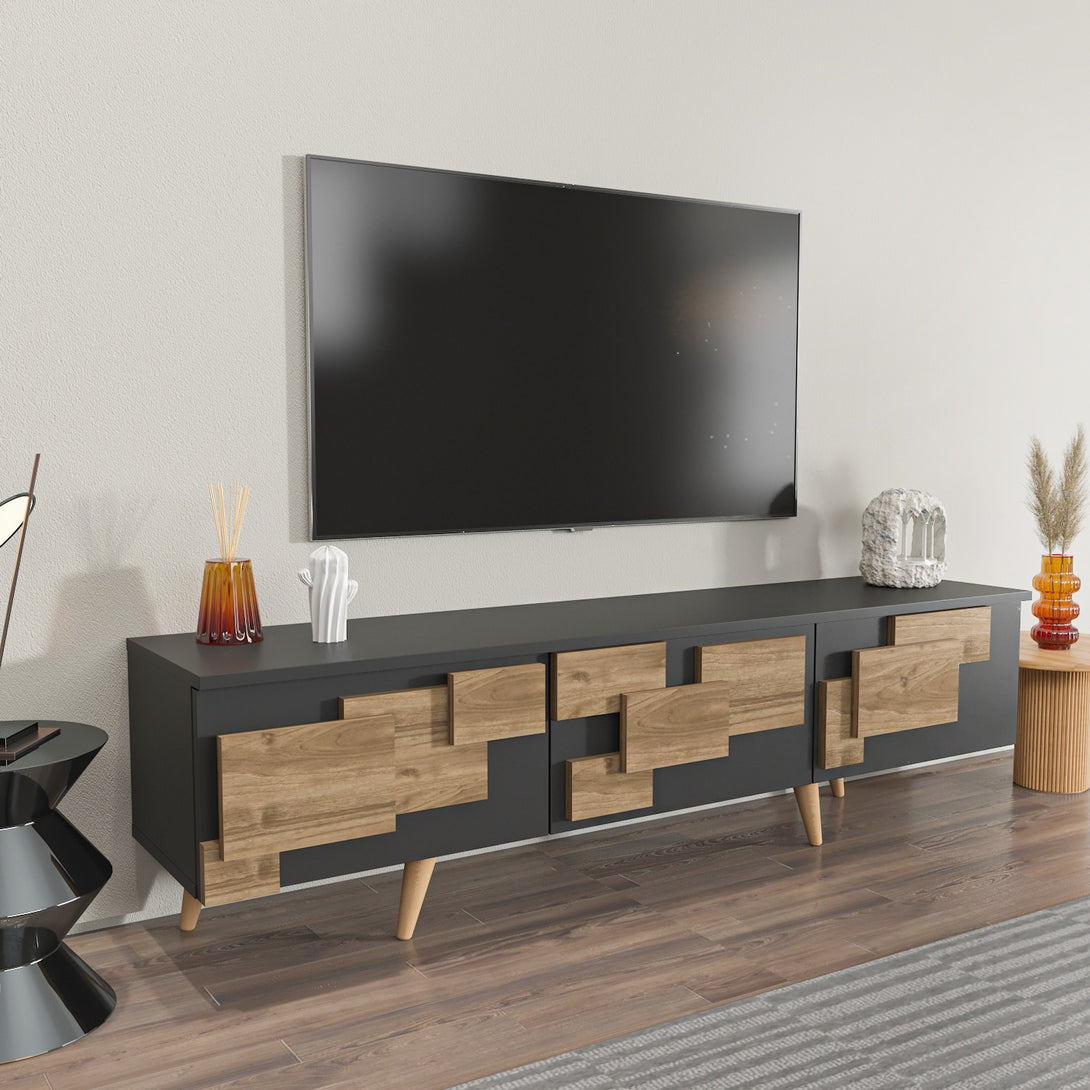 TV szekrény 3 D - Anthracite, Walnut-VASBÚTOR