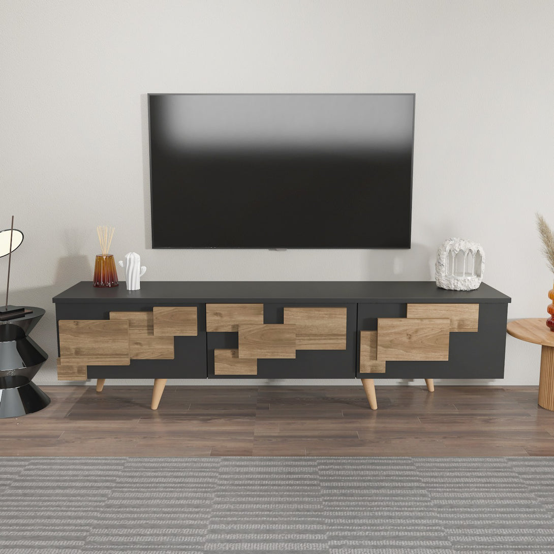 TV szekrény 3 D - Anthracite, Walnut-VASBÚTOR