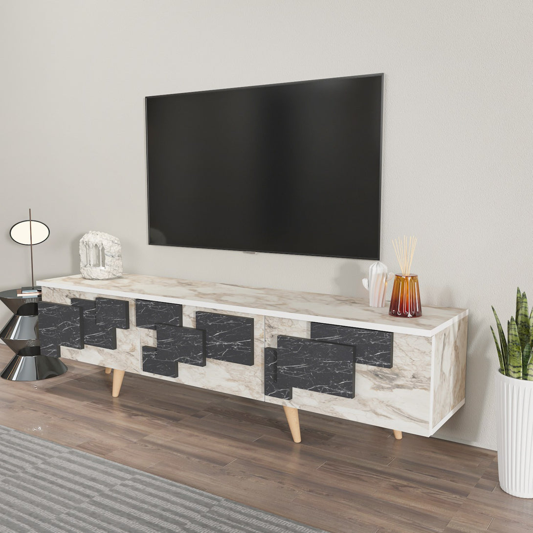 TV szekrény 3 D - White, Marble-VASBÚTOR