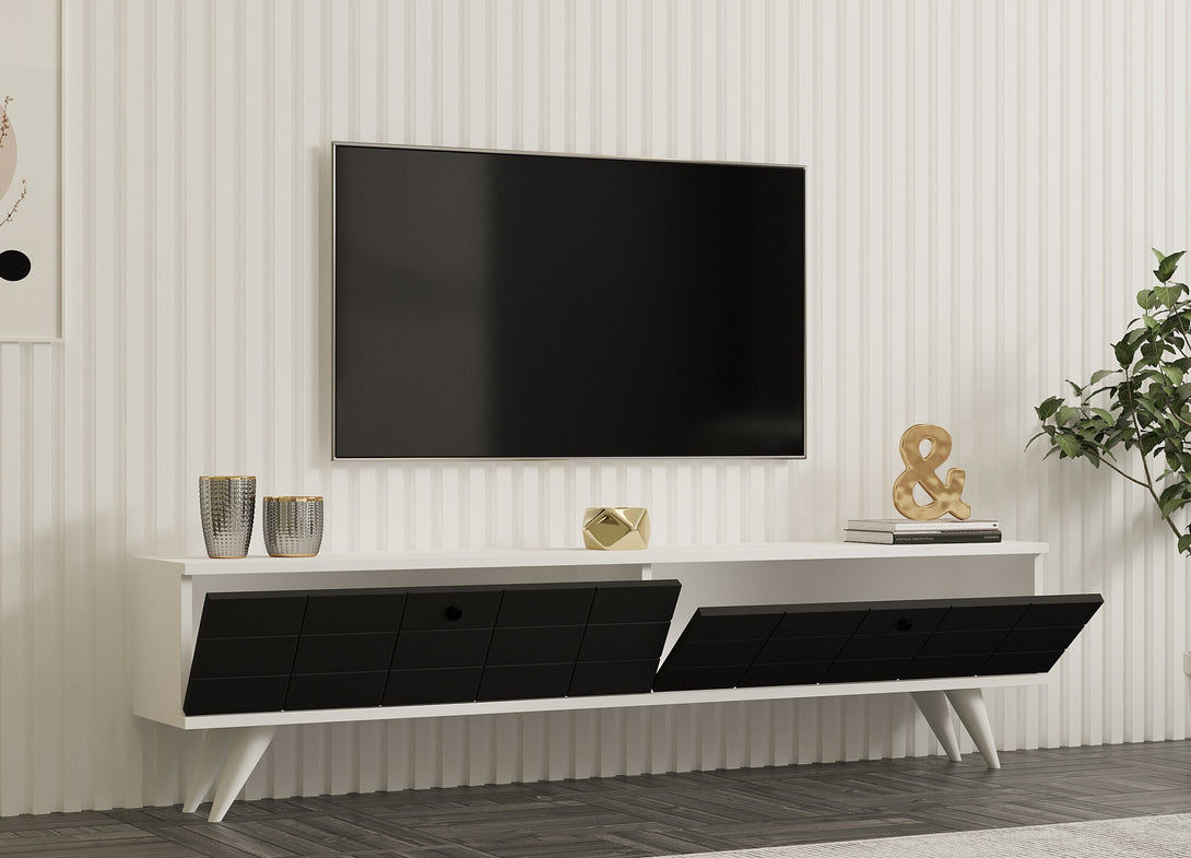 TV szekrény Alberi - Anthracite, White-VASBÚTOR