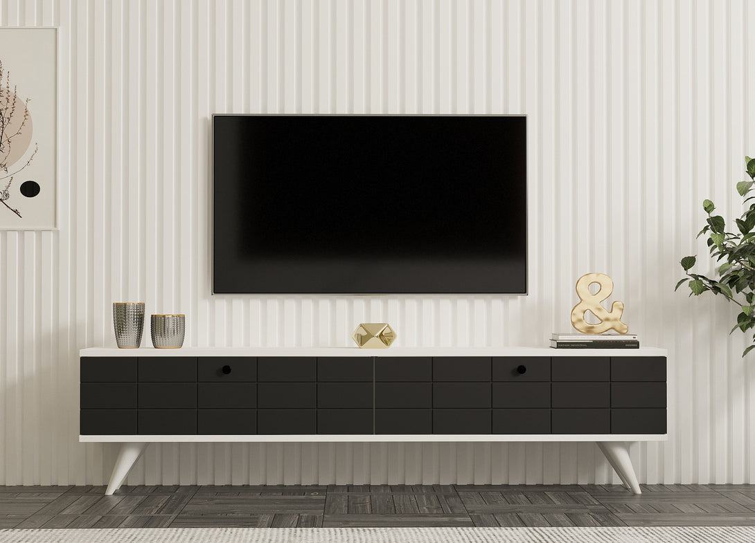 TV szekrény Alberi - Anthracite, White-VASBÚTOR