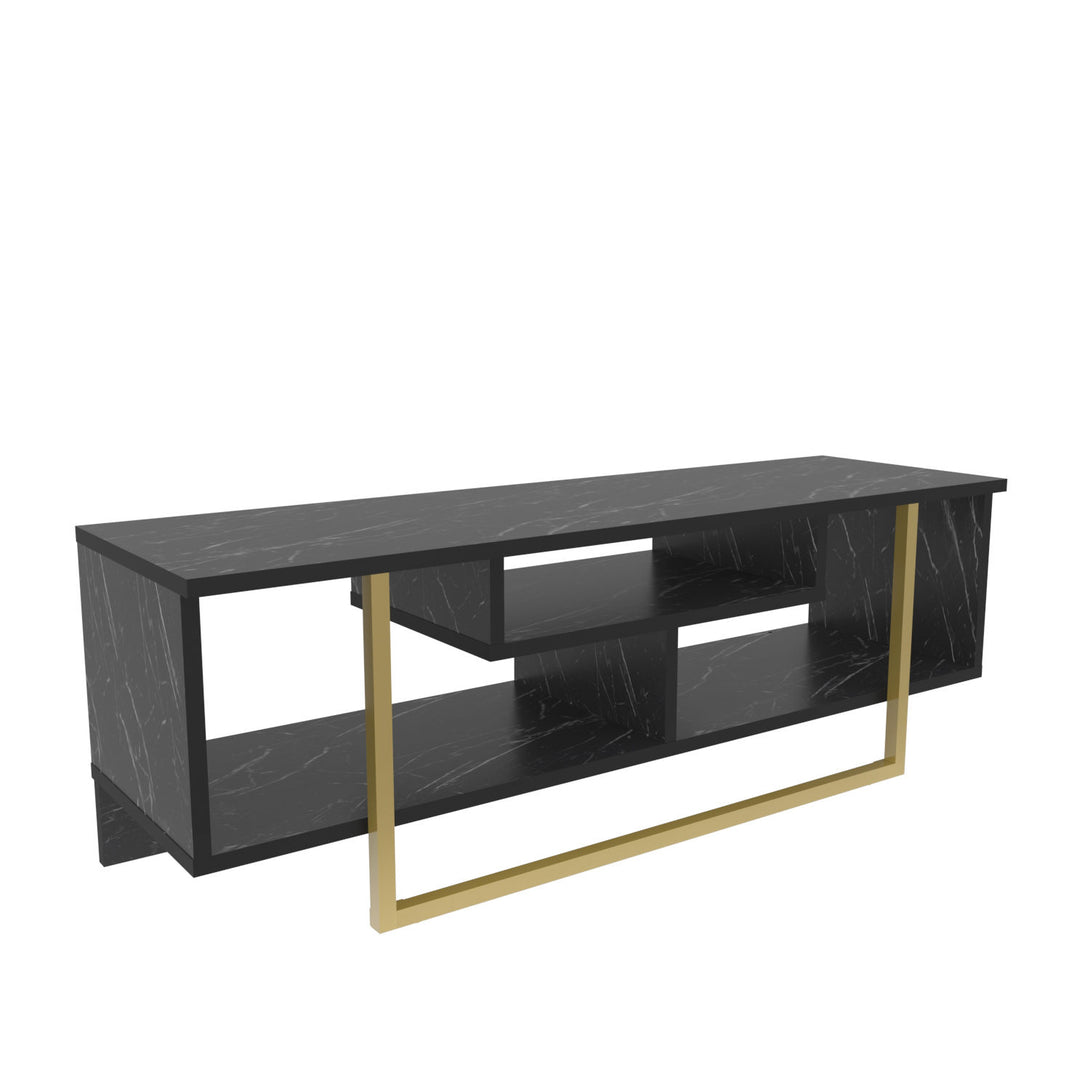 TV szekrény Asal 120 - Black, Gold-VASBÚTOR
