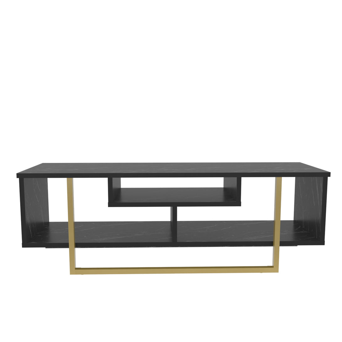 TV szekrény Asal 120 - Black, Gold-VASBÚTOR