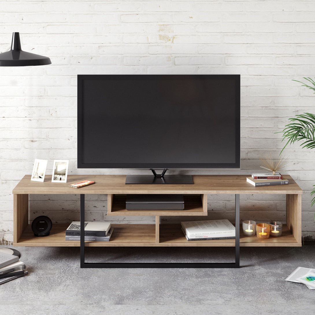 TV szekrény Asal (150) - Walnut, Black-VASBÚTOR