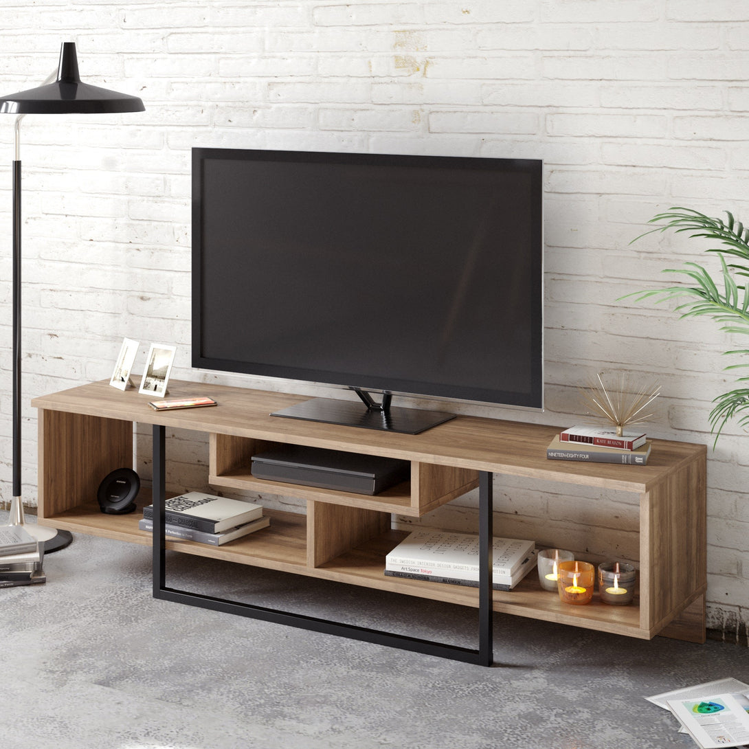 TV szekrény Asal (150) - Walnut, Black-VASBÚTOR