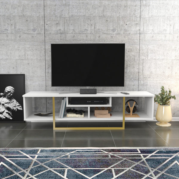 TV szekrény Asal 150 - White, Gold-VASBÚTOR