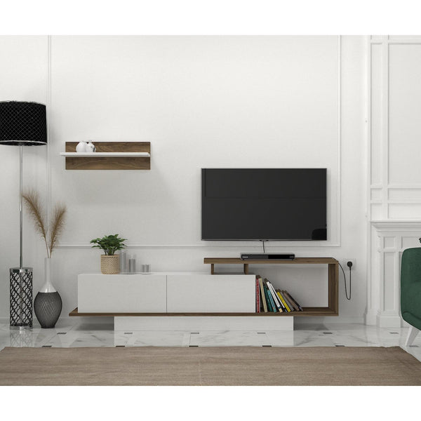 TV szekrény Asos - Fehér, Diós-VASBÚTOR