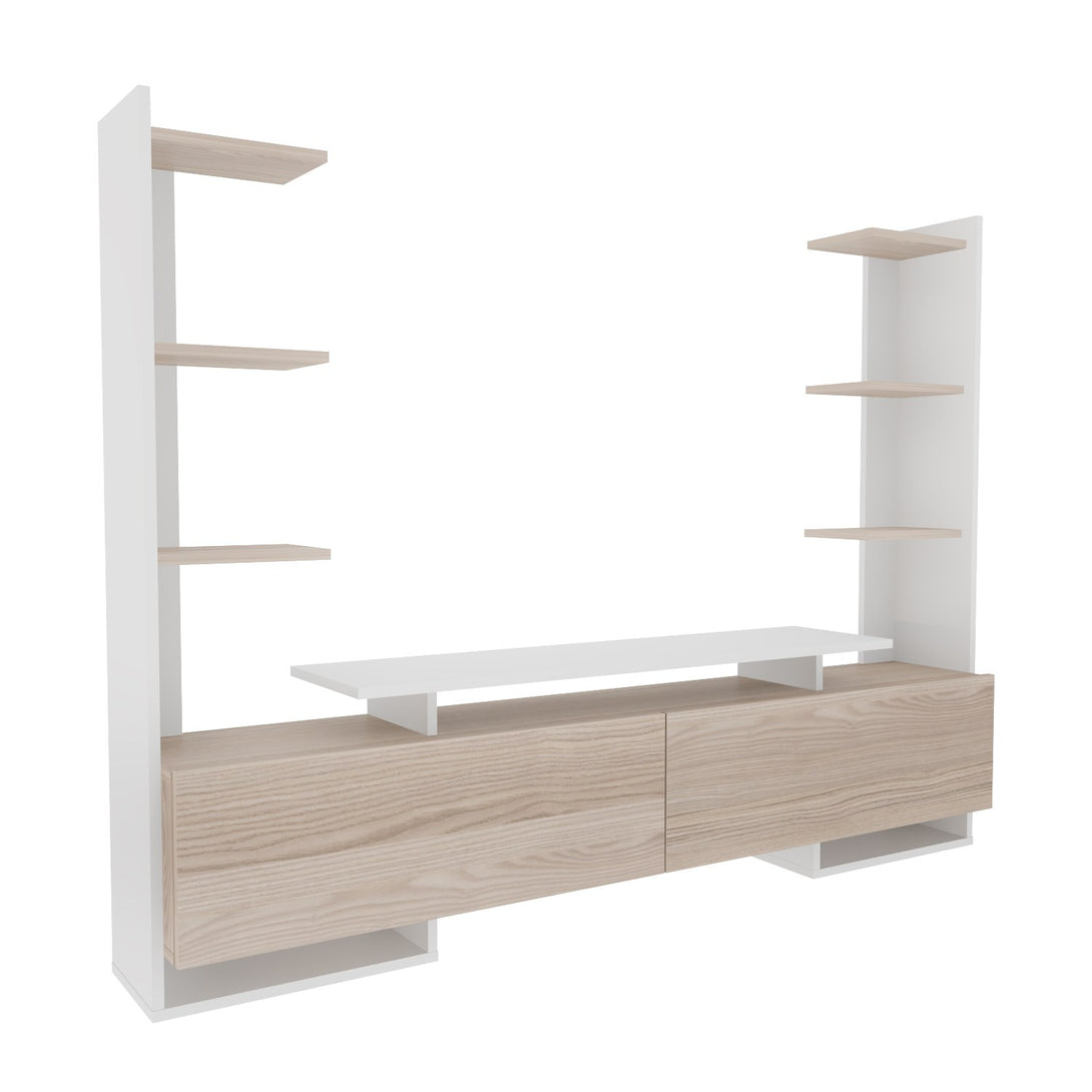 TV szekrény Ava - White, Oak-VASBÚTOR