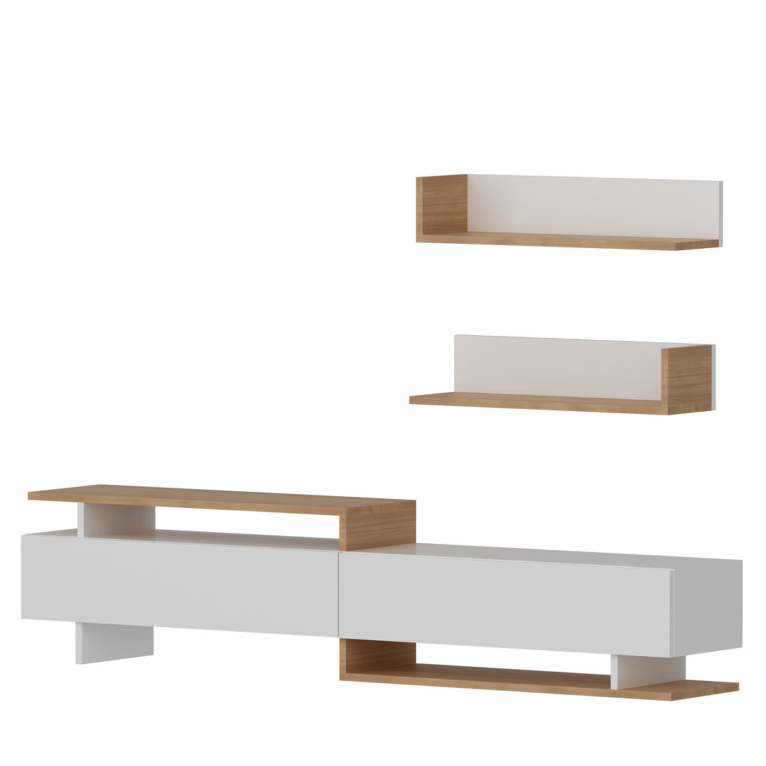 TV szekrény Ayaz - White, Teak-VASBÚTOR