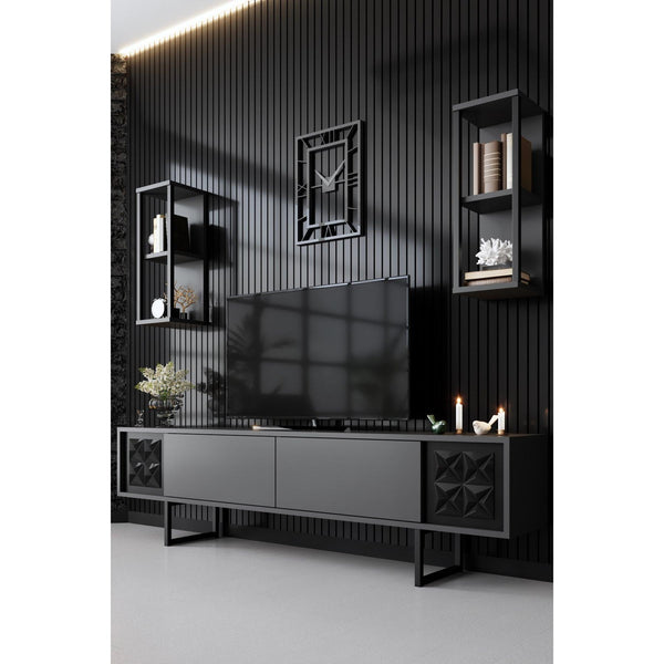 TV szekrény Black Line - Anthracite, Black-VASBÚTOR