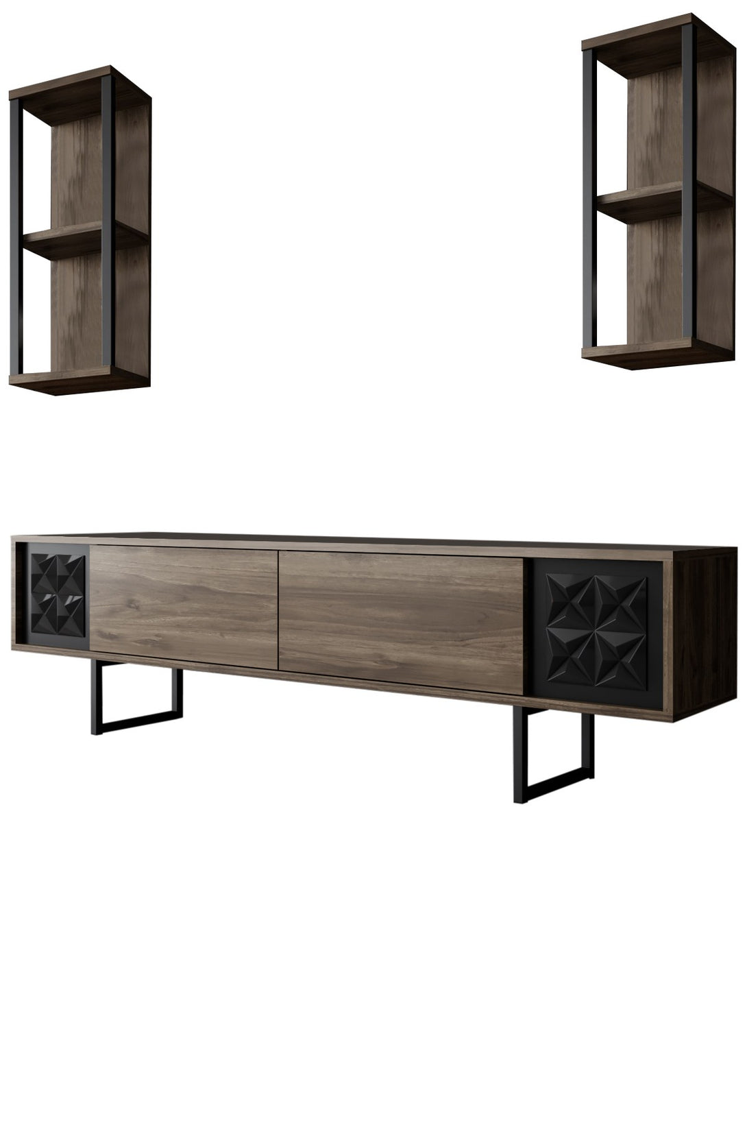 TV szekrény Black Line - Walnut, Black-VASBÚTOR
