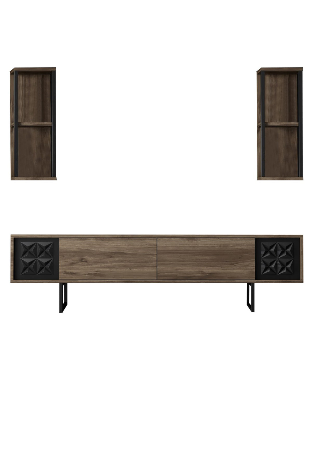 TV szekrény Black Line - Walnut, Black-VASBÚTOR