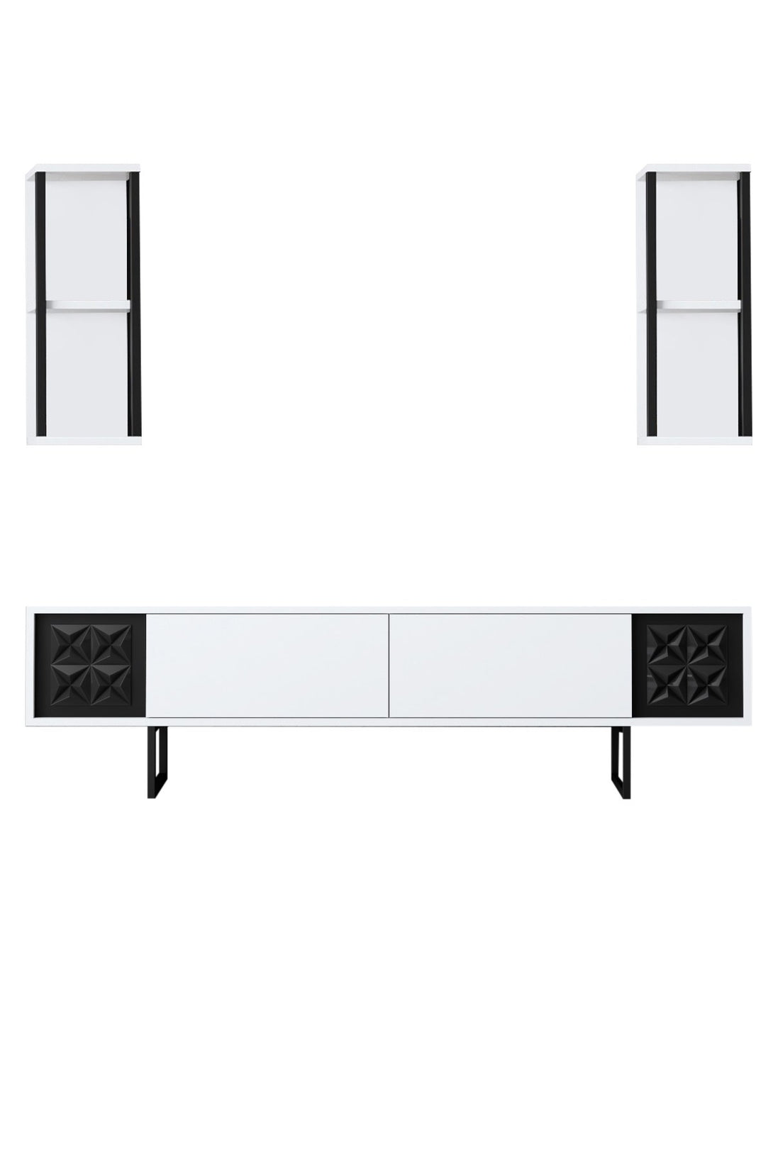TV szekrény Black Line - White, Black-VASBÚTOR