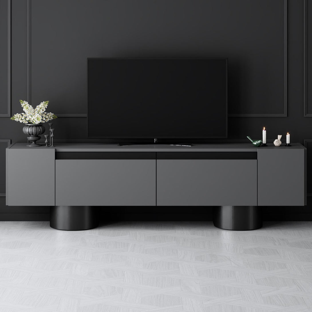 TV szekrény Bohem - Anthracite, Black-VASBÚTOR