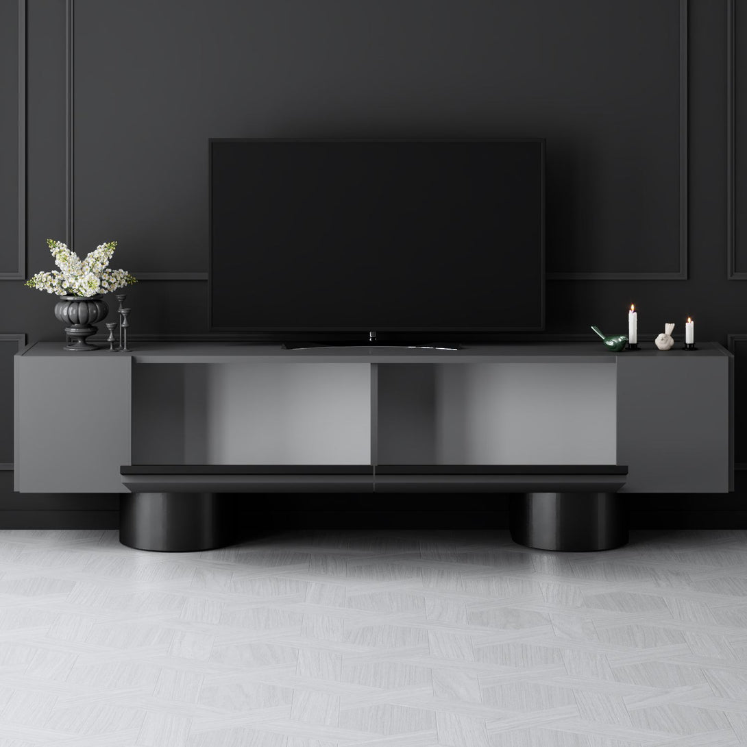 TV szekrény Bohem - Anthracite, Black-VASBÚTOR