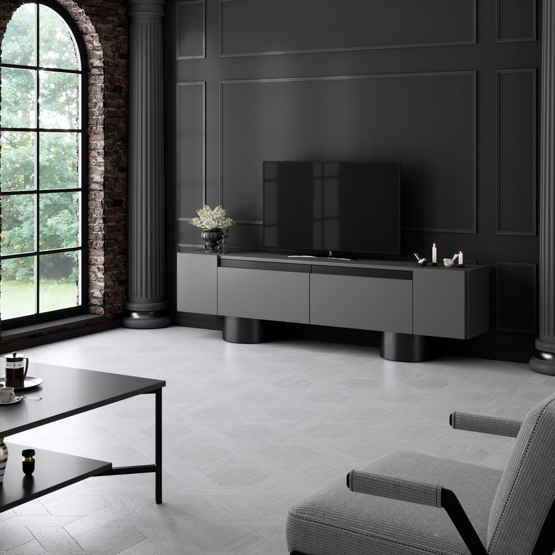 TV szekrény Bohem - Anthracite, Black-VASBÚTOR
