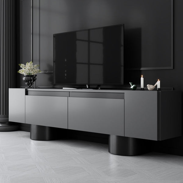 TV szekrény Bohem - Anthracite, Black-VASBÚTOR