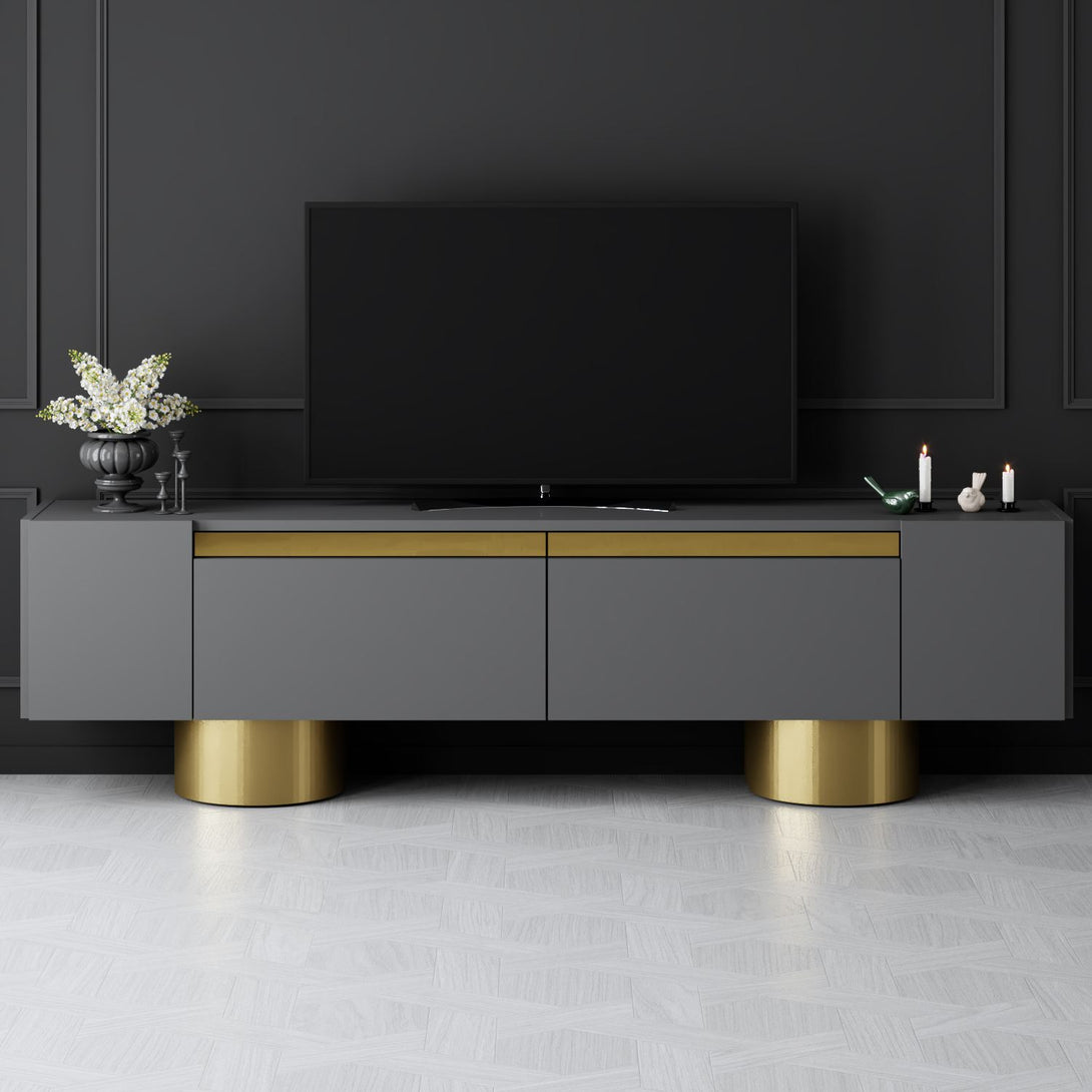 TV szekrény Bohem - Anthracite, Gold-VASBÚTOR